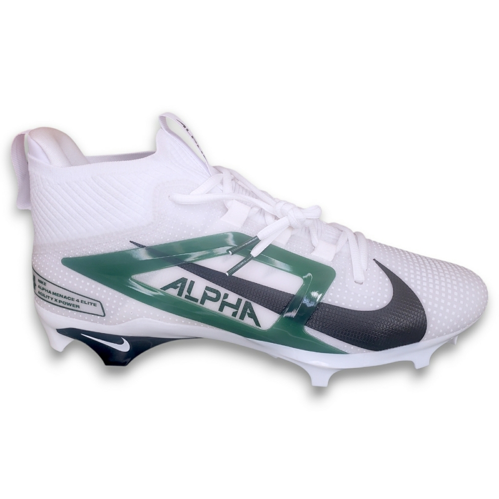 Nike Alpha Menace Elite 4 Size 13 Men White & Green/Black NWT Football Cleats